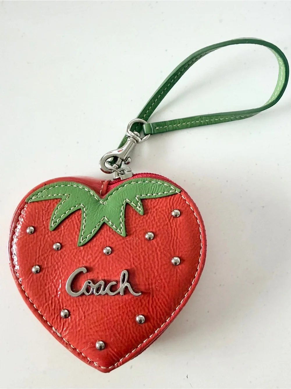 Coach Vintage Strawberry Patent Leather Coin Purse Charm - NWT